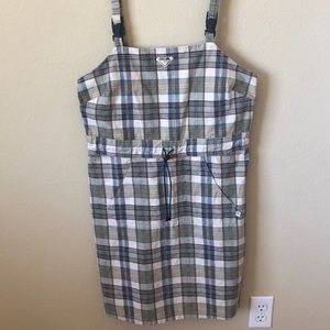 Roxy Earthy Neutral Toned Plaid Jumper with Kangaroo Pocket - Size Medium